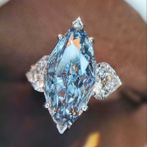 Jewelry - Marquis Crystal Clear Super Big Sea Blue Zircon Rings for Women, PD546